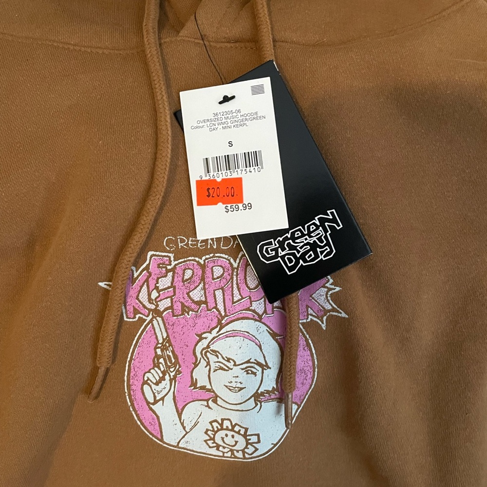 Green Day Brown Hoodie with Graphic Print - Picture 2 of 3